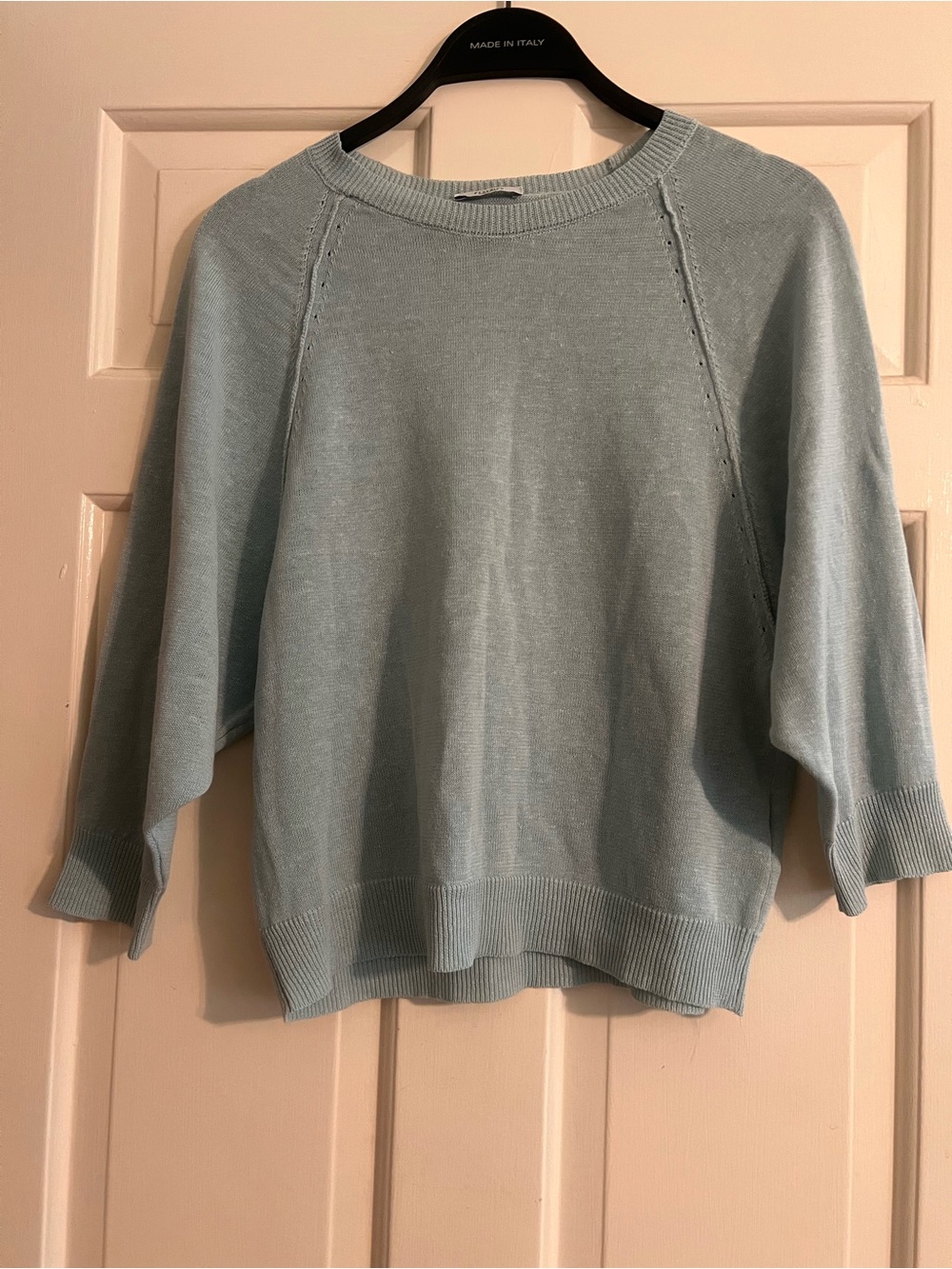 Peserico Italian Sage sea Green Knit Sweater flax linen cotton minimalist luxury - Picture 2 of 10